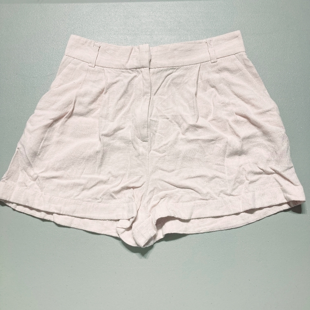 ASOS Light Pink High Rise Linen Blend Pleated Shorts Women's Size 6 Flowy EUC